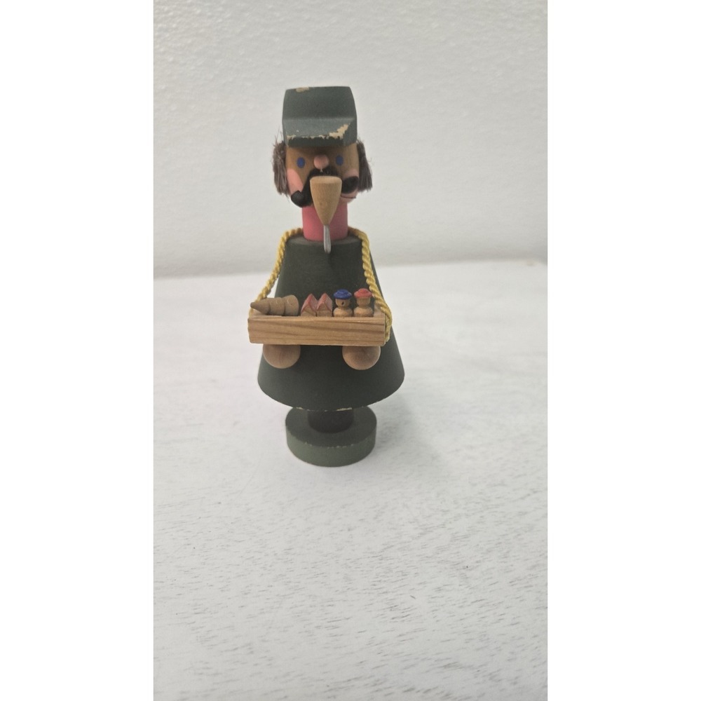 Vintage Traditional German Erzgebirge Wooden Incense Smoker Man Selling Toys